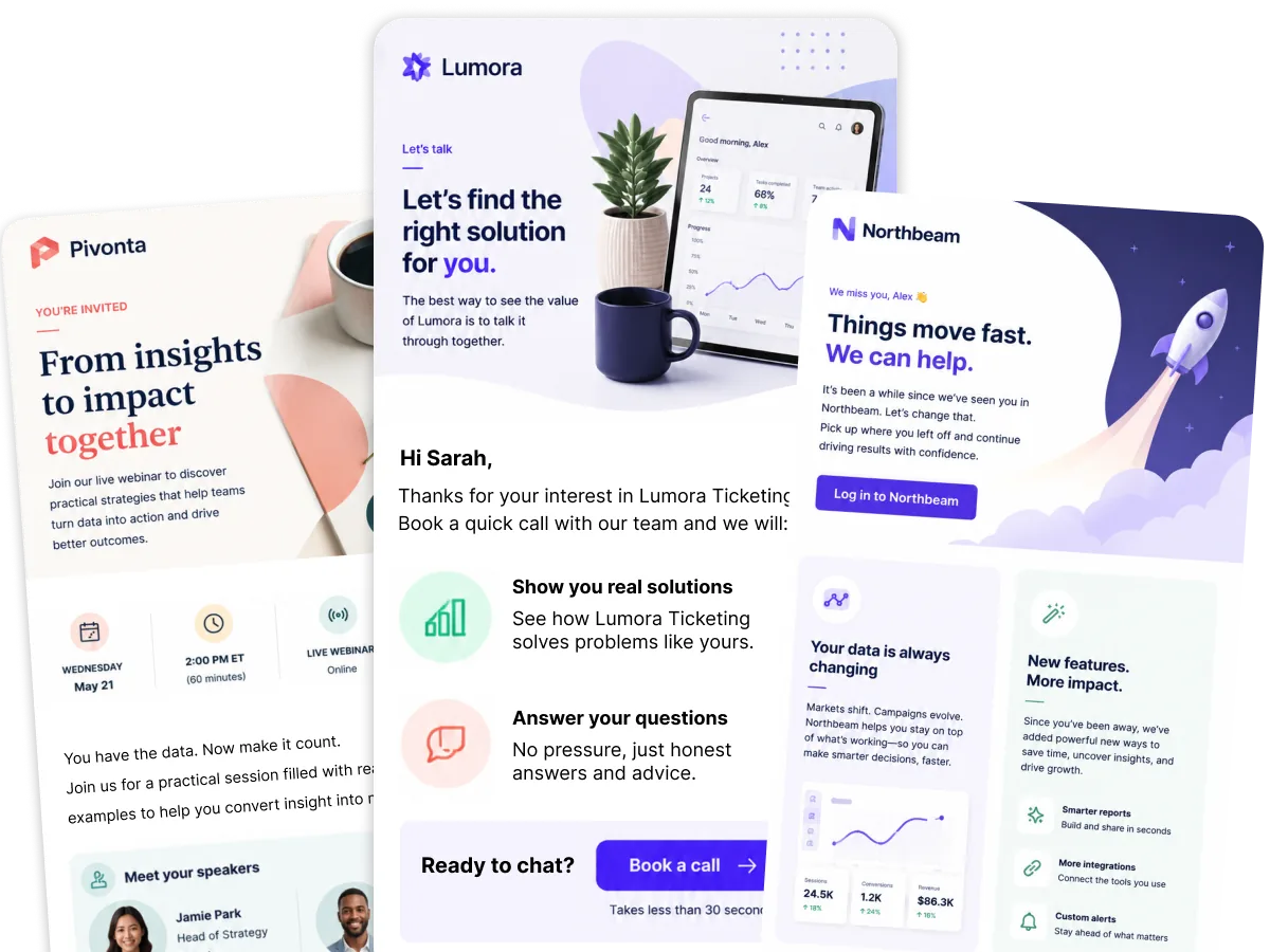 Example membership renewal and win-back emails